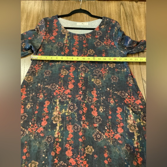 Natural Life Lottie Sweater MIDI Dress watercolor Floral Pockets Lagenlook Artsy - Picture 6 of 9